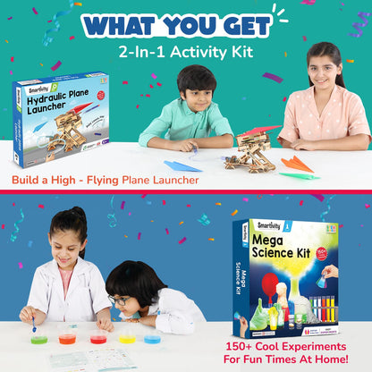 Smartivity Mega Gift Pack for Kids Age 6 to 14 Years Old | Plane Launcher + Science/Chemistry Kit Birthday Gift Combo Set for Kids 6-8-10-12 Years Old Boys & Girls | Made in India