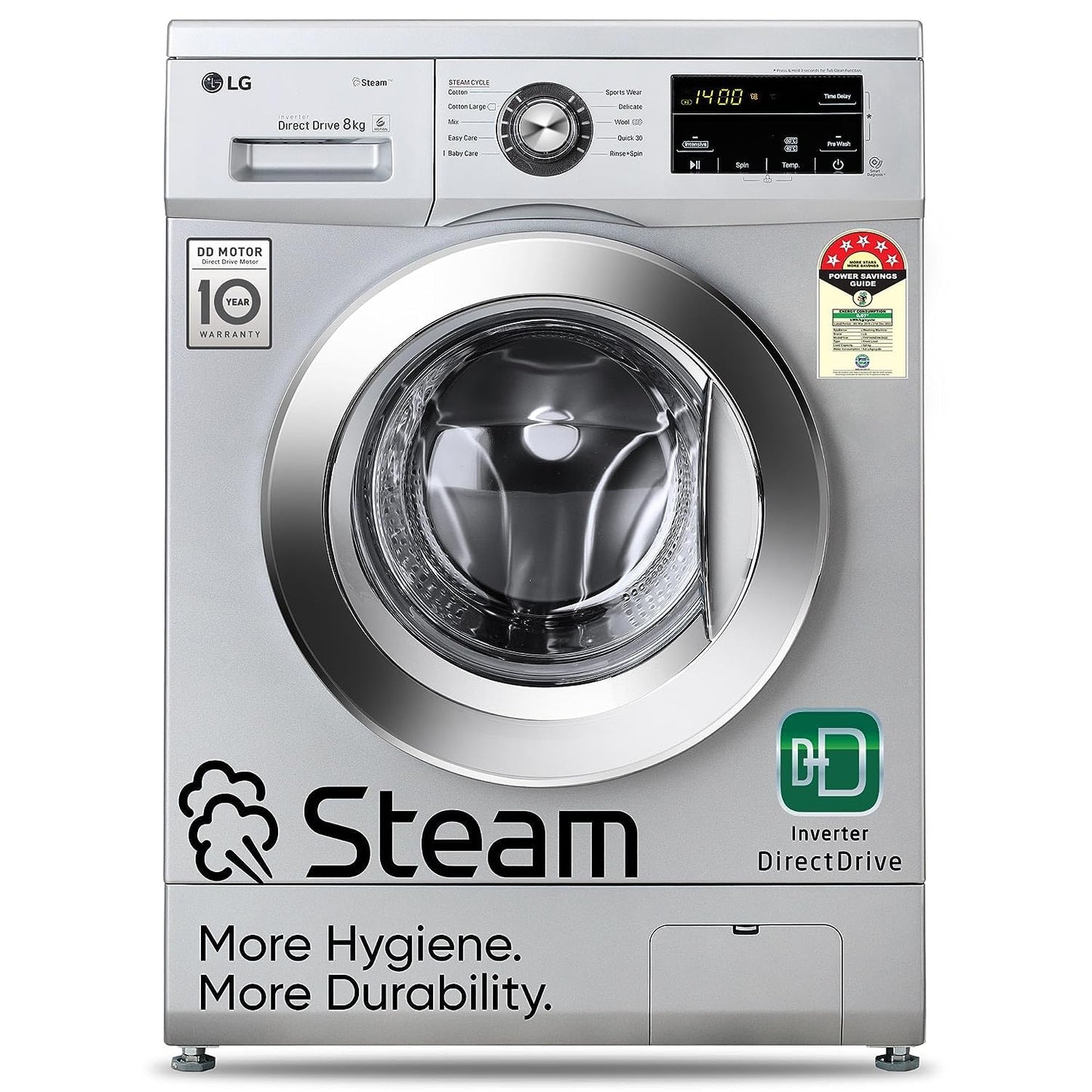 LG 6.5 Kg, 5 Star, Direct Drive Technology, Steam Wash, 6 motion DD, Smart Diagnosis, Fully Automatic Front Load Washing Machine (FHM1065SDW, Allergy Care, In-Built Heater, Touch Panel, White)