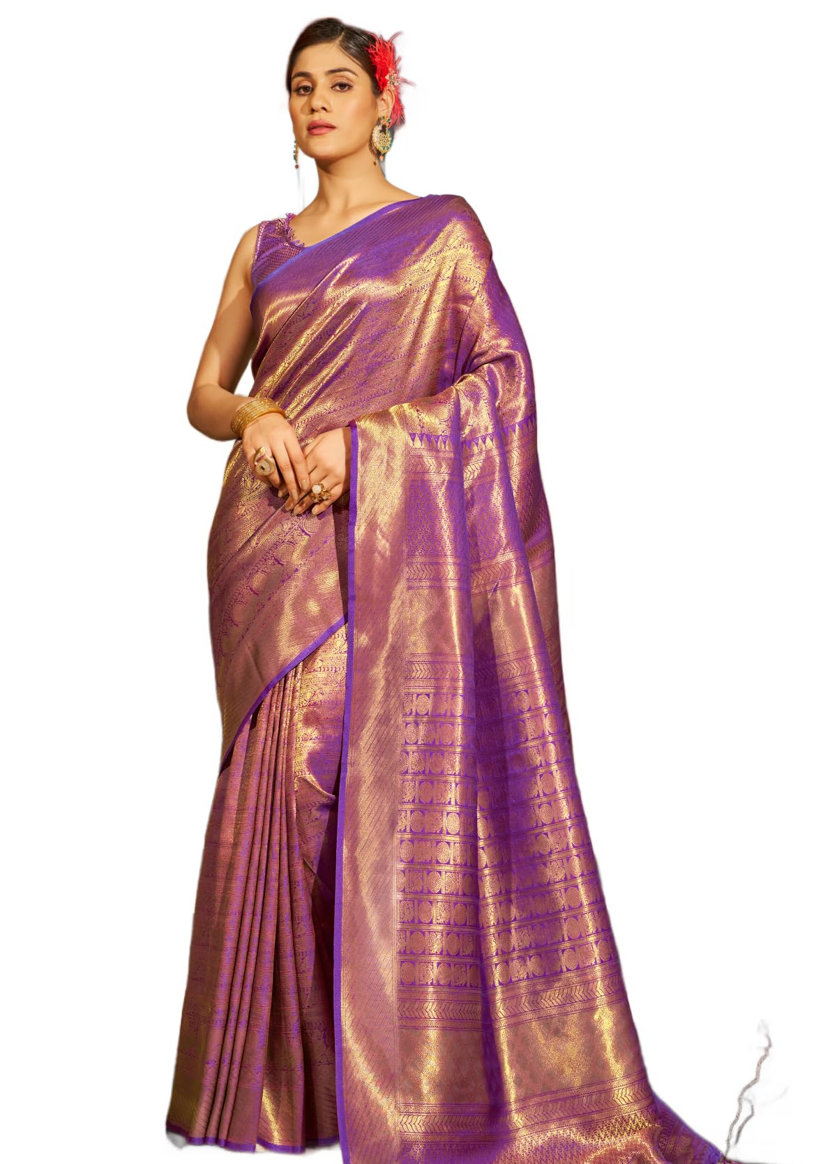 SWORNOF Womens Kanjivaram Banarasi Silk Saree Kanchipuram Patola saree