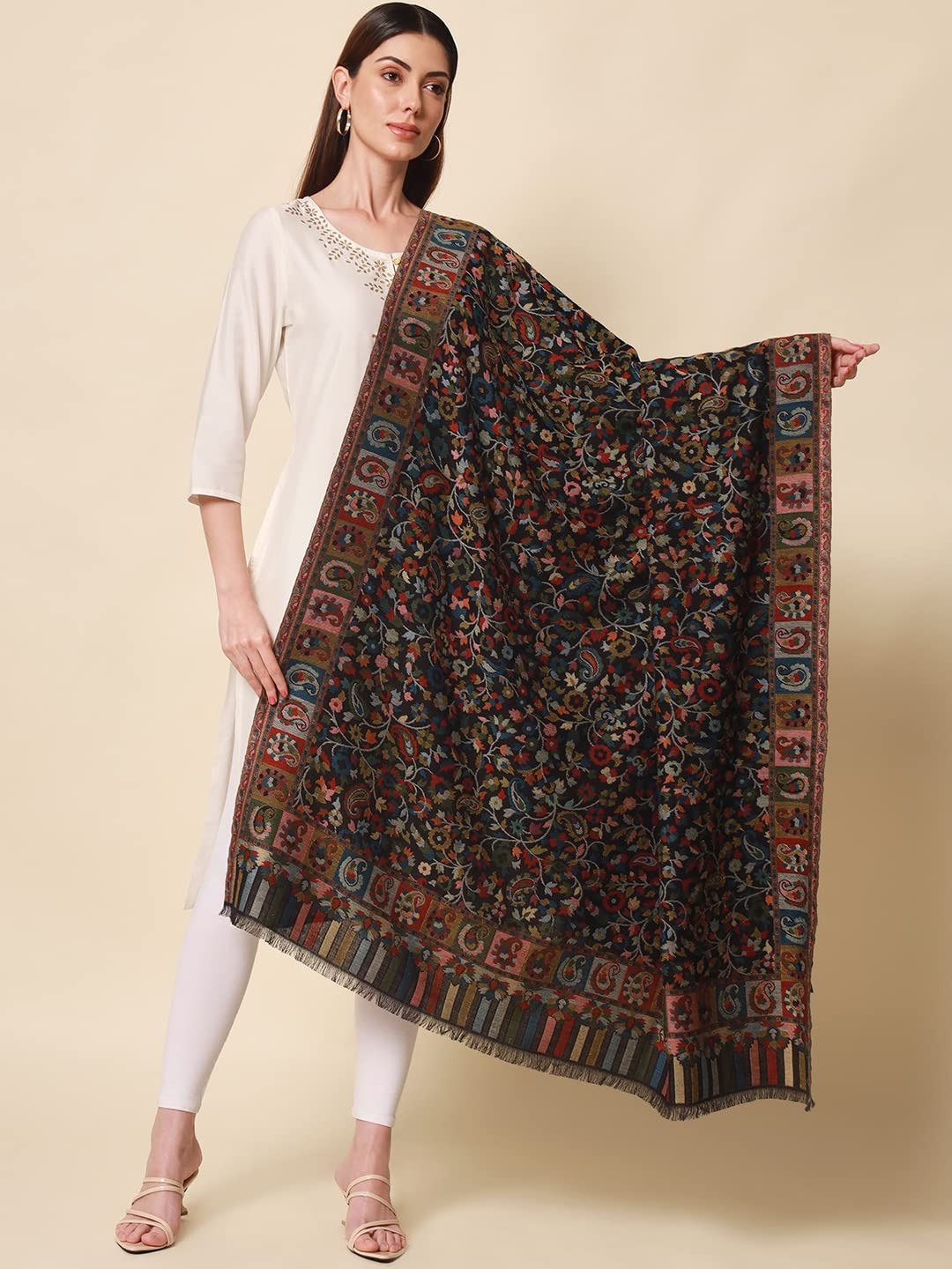 Pashmoda - Women’s Kaani Wool Blend Shawl, Wrap