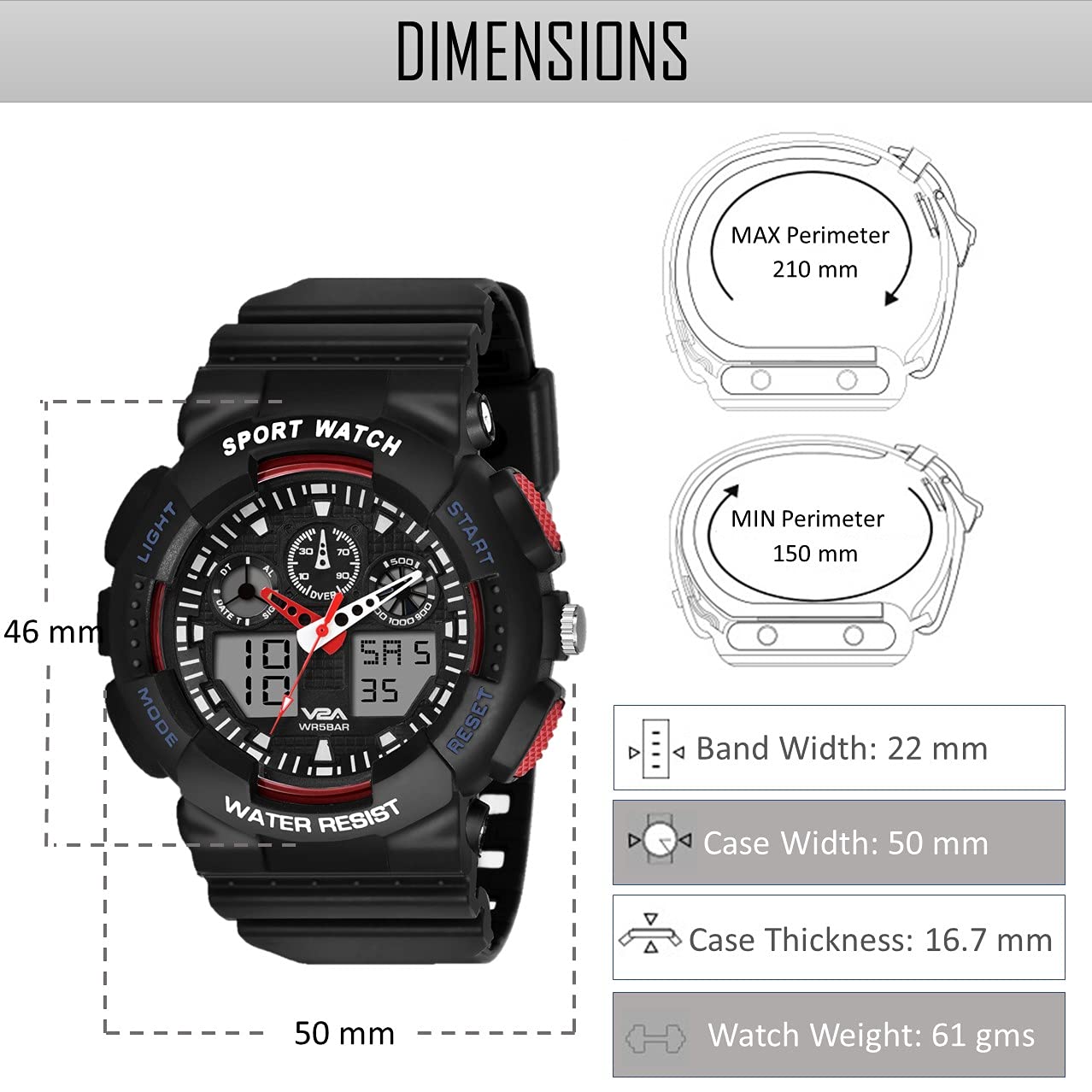 V2A Chronograph Analogue and Digital Sports Watch for Men | Watch for Men | Wrist Watch for Men | Mens Watch | Watch