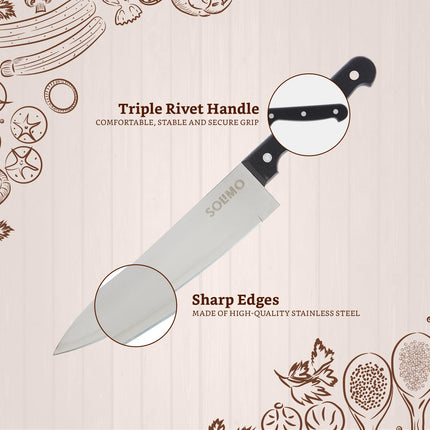 Amazon Brand - Solimo Stainless Steel Bread Knife | Triple Rivet Handle (Silver)