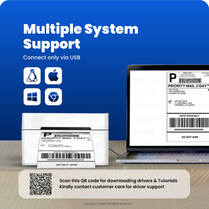 Helett® H30Cpro Wireless(Bluetooth+USB)Thermal Label Printer with Inbuilt Paper Holder Compartment|4*6 Shipping Label &Barcode Label|203Dpi Resolution|152mm/s Speed|Connect Windows,Mac(1Year Warranty) 