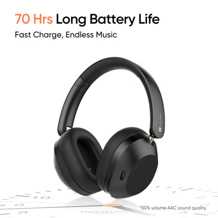 realme TechLife Studio H1 Over The Ear Headphone with 70Hours Playtime 360° Spatial Audio, 40mm Drivers, 80ms Superlow Latency, 43 dB Adaptive ANC-Black 