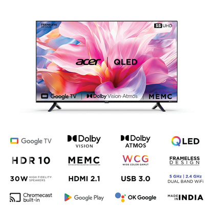 Acer 80 cm (32 inches) V Pro Series HD Ready Smart QLED Google TV with Android 14 (Black) | 16GB Storage | 30W Dolby Audio