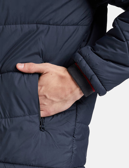 Men's Regular Fit Quilted Bomber Jacket with Detachable Hood - Winter Warm, Insulated Lining, Ribbed Cuffs, and Stylish Design