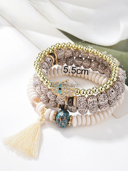 Shining Diva Fashion Bohemian Stackable Multilayer Hamsa Hand Evil Eye Lucky Protection Bracelets Multicolor Crystal Charm Beaded Bracelet for Women Girls