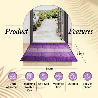 Status Contract Anti Slip Front Door Mat|(15"x23") Living Room Rug for Entrance Doors|Polypropylene Floor Mats Home|Essential Small Rugs for Office, Bedroom & Kitchen| (Purple)