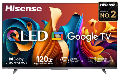 Hisense 139 cm (55 inches) E68N Series 4K Ultra HD Smart Google QLED TV 55E68N (Grey)