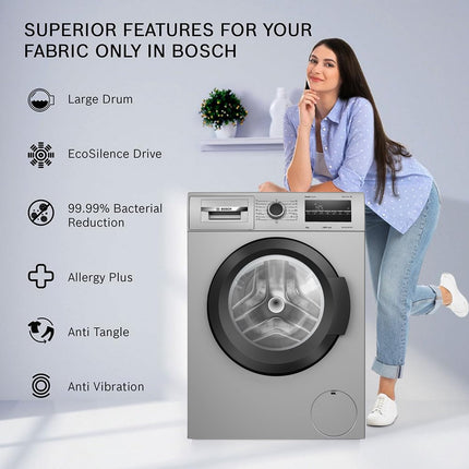 Bosch 8 kg 5 Star Fully-Automatic Front Loading Washing Machine (WAJ2826BIN, Shiny Silver, AI active water plus, In-Built Heater) 