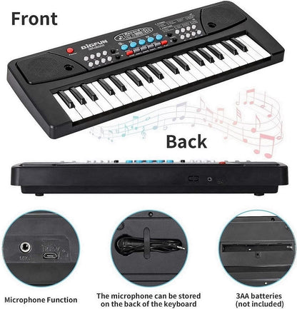 VEBETO Kids Piano with Mic (1 Year Warranty) 37 Keys 8 Rhythms 8 Tones 6 Demos Portable Electronic Keyboard Toy Beginners Educational Songs Recording Musical Toys Age 3 to 5 Years Boys Girls