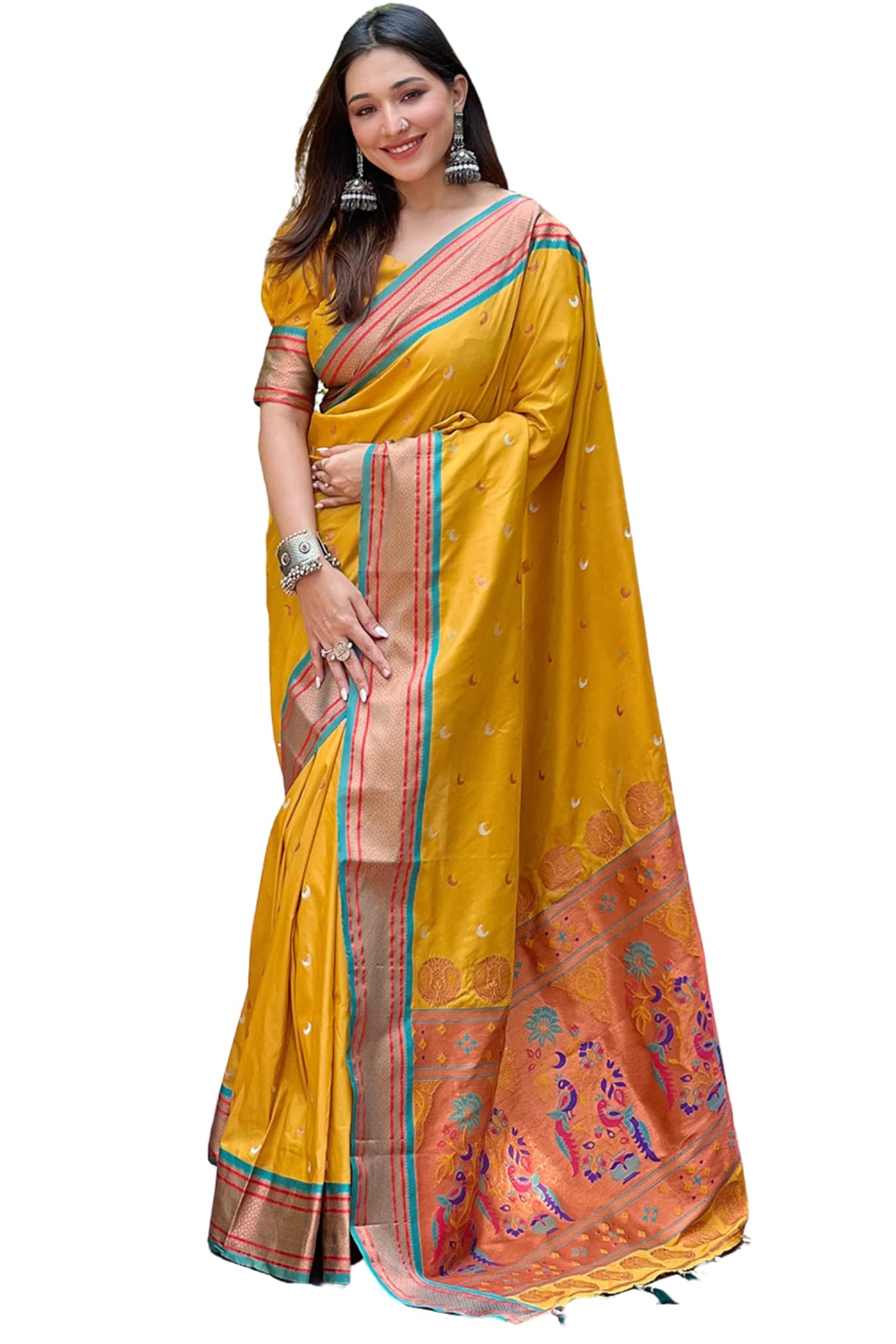 SGF11 Women's Kanjivaram Paithani Soft Silk Saree With Unstitched Blouse Piece