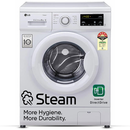 LG 6.5 Kg, 5 Star, Direct Drive Technology, Steam Wash, 6 motion DD, Smart Diagnosis, Fully Automatic Front Load Washing Machine (FHM1065SDW, Allergy Care, In-Built Heater, Touch Panel, White)