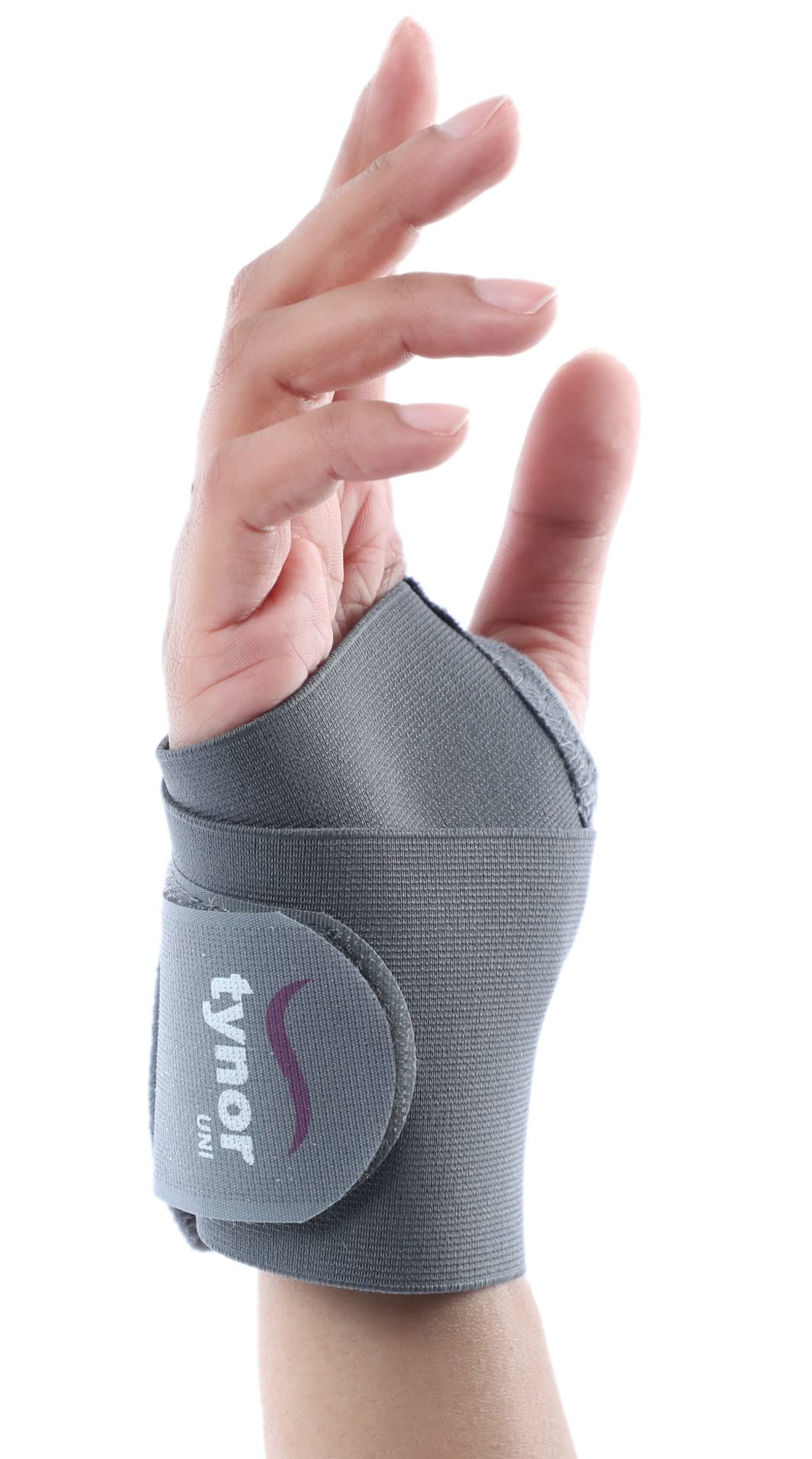 Tynor Wrist Brace with Thumb, Support for Pain Relief & Stabilization | Lightweight & Breathable Wrist Support for Arthritis, Sprains, Tendonitis, Carpal Tunnel | Universal Fit (Grey, 1 Unit)