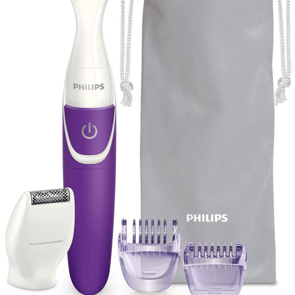 Philips Body Trimmer for Women, Skin Safe with Rounded Tips, 2in1 Trim or Shave, Hair Removal for Intimate Areas, Arms, Legs & Body, No Skin Irritation, Travel Friendly I 2 Year Warranty - BRT383/15