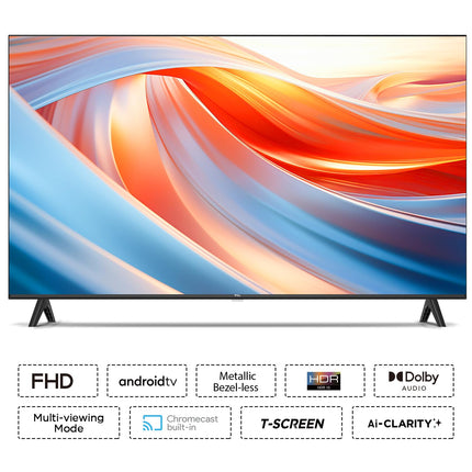 TCL 101 cm (40 inches) Metallic Bezel-Less Full HD Smart Android LED TV 40L4B (Black) 