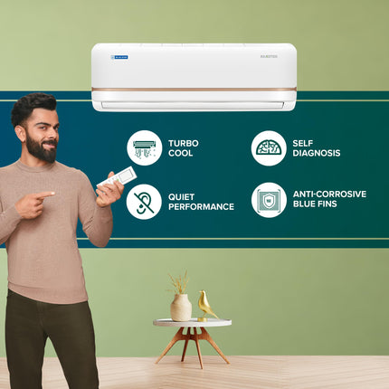 Blue Star 0.8 Ton 3 Star, 60 Months Warranty, Inverter Split AC (Copper,Convertible 5 in 1 Cooling, Multi Sensors, Dust Filter Blue Fins, Self Diagnosis, 2024 Model, IA309TNU, White) 