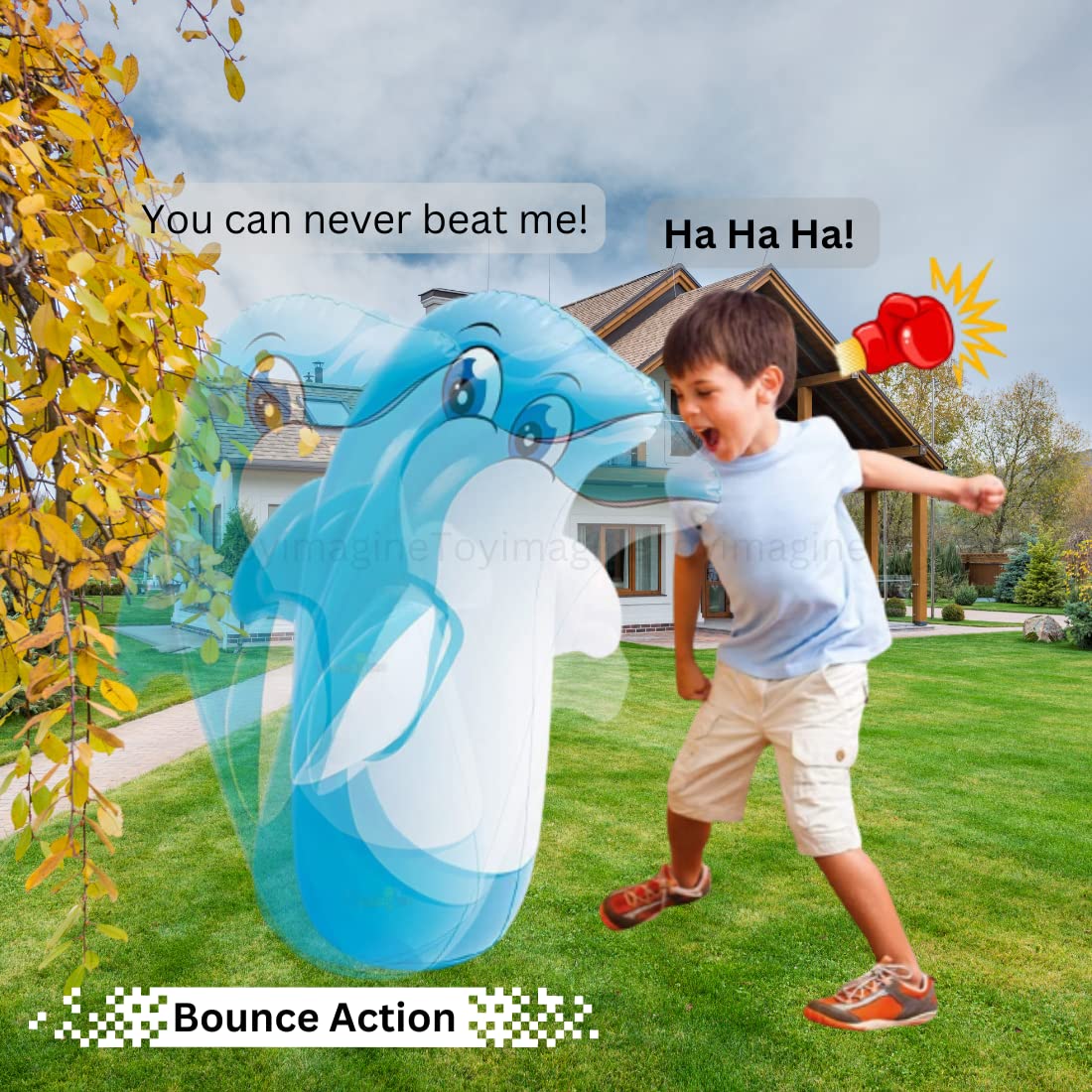 Toy Imagine™ Hit Me Toy 3-D Inflatable Animal Toy | Water Base and Air Base for Toddlers | PVC Punching Bag for Kids | Activity Toy for Kids Age 3 +. (Any One)