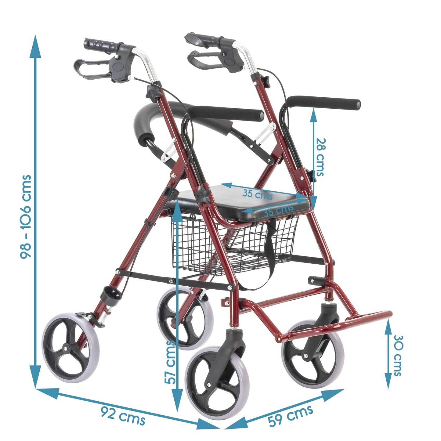 Kosmocare Folding Rollator Walker with Seat & Removable Back Support | Walker for Old People with Wheels | Lightweight Walkers for Seniors | Medical Walker for Old People