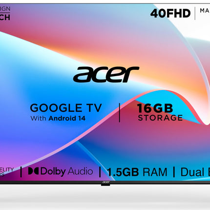 acer 100 cm (40 inches) I Pro Series Full HD Smart LED Google TV AR40FDIGU2841AT (Black) 