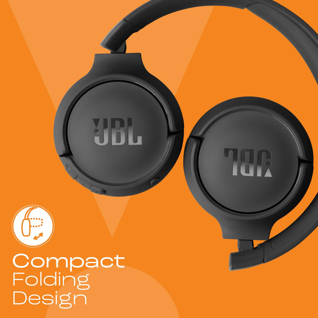 JBL Tune 520BT Wireless Headphones with Mic, Upto 57 Hrs Battery, Pure Bass Sound, Speed Charge, Customizable Bass with Headphones App, Lightweight, Bluetooth 5.3 (Black) 