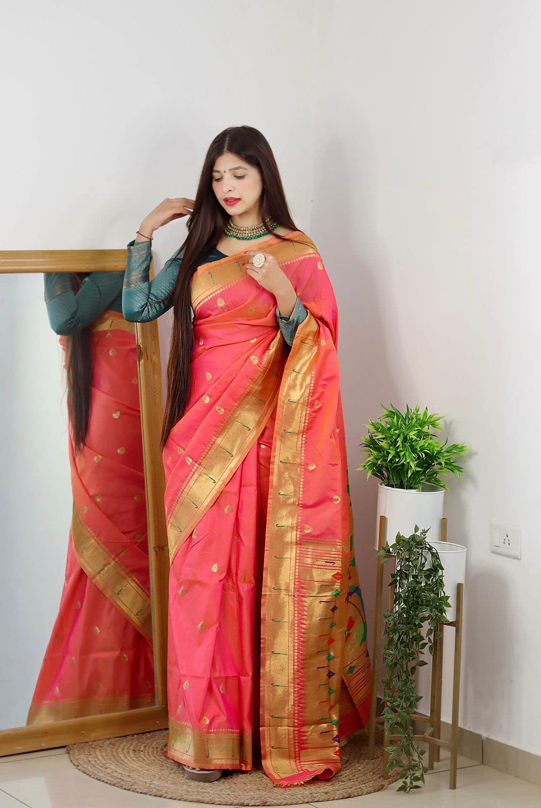 SGF11 Women's Paithani Kanjivaram Soft Silk Saree With Blouse Piece