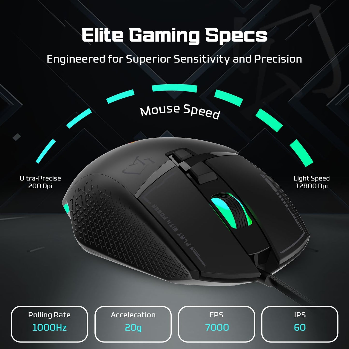 EvoFox Ultra Value Series Blaze Programmable Gaming Mouse |8 Fully Programmable Buttons| Ultra-responsive 7000fps | Gaming Grade Sensitive DPI Upto 12800 |RGB Lights with Music sync Mode | Windows Software