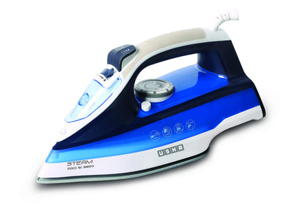 USHA ABS body Aurora 1000 W Dry Iron With Innovative Tail Light Indicator, Weilburger Soleplate (White & Grey), 1000 Watts