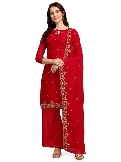 EthnicJunction Women's Georgette Embroidered Unstitched Salwar Suit Dress Material