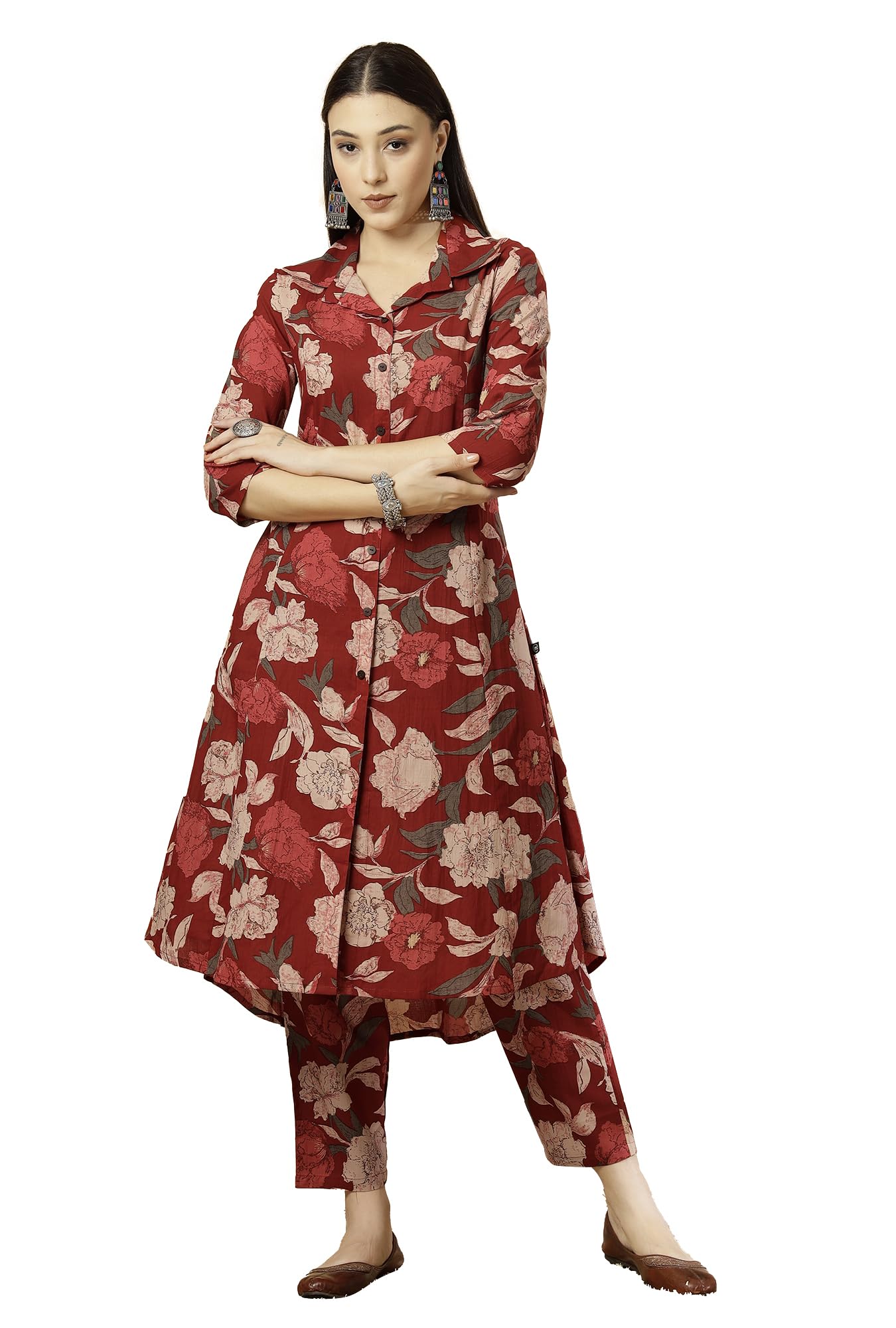 Pistaa's Women Pure Cotton Floral Printed Salwar Suit Set