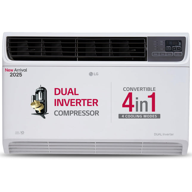 LG 1.5 Ton 3 Star DUAL Inverter Window AC (Copper, Convertible 4-in-1 cooling, 4 Way Air Swing, HD Filter, 2025 Model, UW-Q18WUXA, White) 