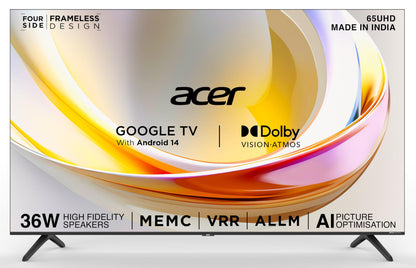 Acer 100 cm (40 inches) I Pro Series Full HD Smart LED Google TV AR40FDIGU2841AT (Black)