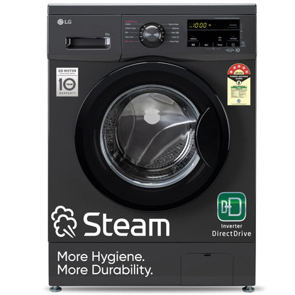 LG 7 Kg, 5 Star, Direct Drive Technology, Steam Wash, 6 Motion DD, Smart Diagnosis, Fully-Automatic Front Load Washing Machine (FHM1207SDM, Allergy Care, In-Built Heater, Touch Panel, Middle Black)