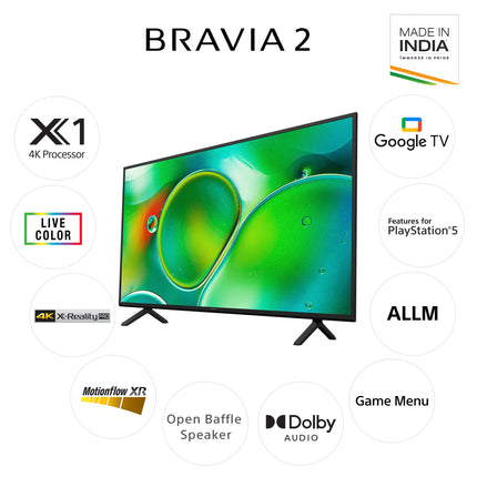 Sony BRAVIA 2 Series 108 cm (43 inches) 4K Ultra HD Smart LED Google TV K-43S25 (Black)