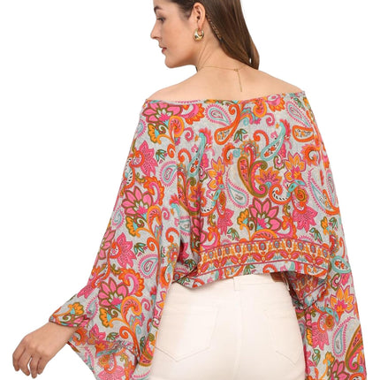 KE KANHA EXPORTS top Stylish Women Tops Multi-Neck Option-Round,v-Neck,Boat Neck Loose fit Variety of Sleeves Tops Boho Floral Western top fit to All Women Shape