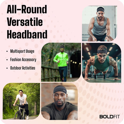 Boldfit Polyester Blend Head Band for Man Sports Head Bandana for Men & Women Gym Hair Band for Men Workout, Running Breathable, Non-Slip & Quick Drying Head Bands for Long Hair