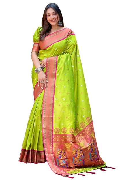 SGF11 Women's Kanjivaram Paithani Soft Silk Saree With Unstitched Blouse Piece