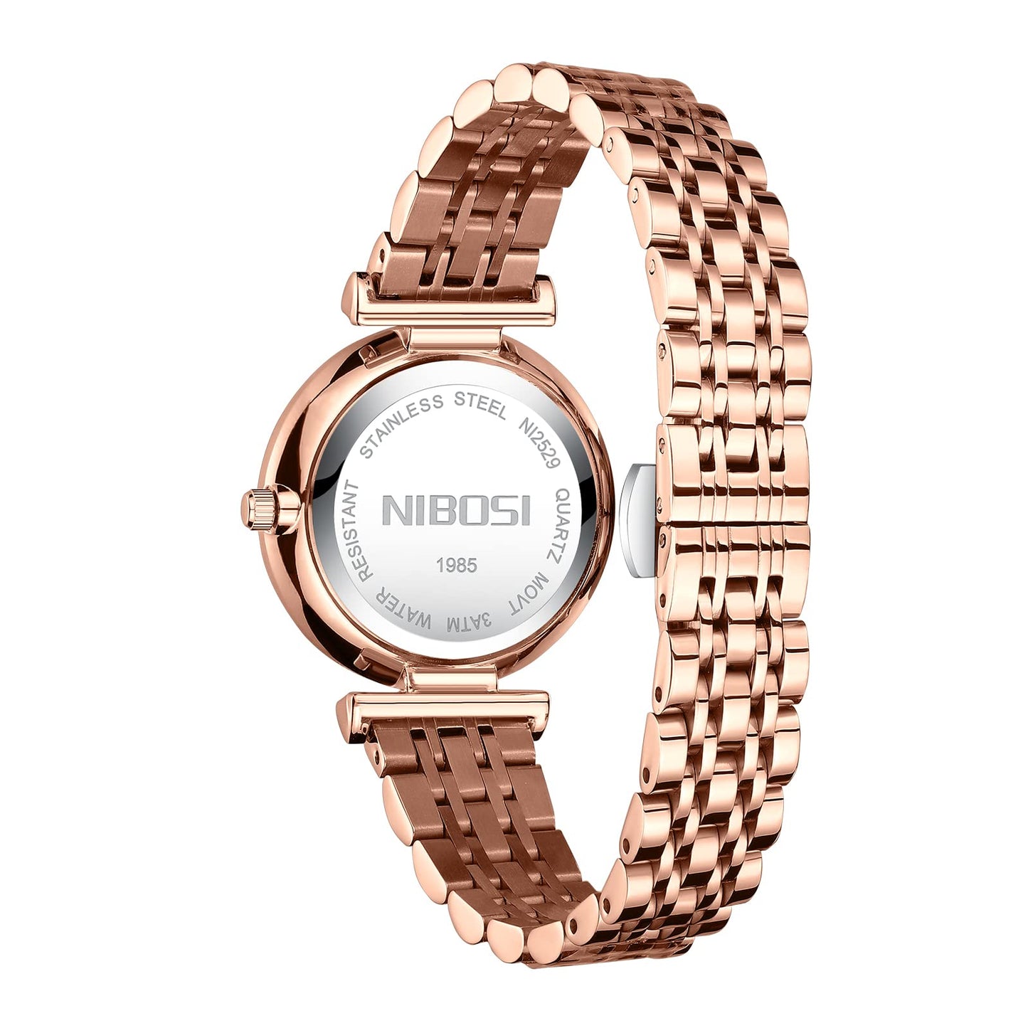 NIBOSI Women Stainless Steel Watches Analog Rose Gold Band and Square Dial Women's Watch for Girls&Miss&Ladies Diamond Studded with Stylish Watches Waterproof