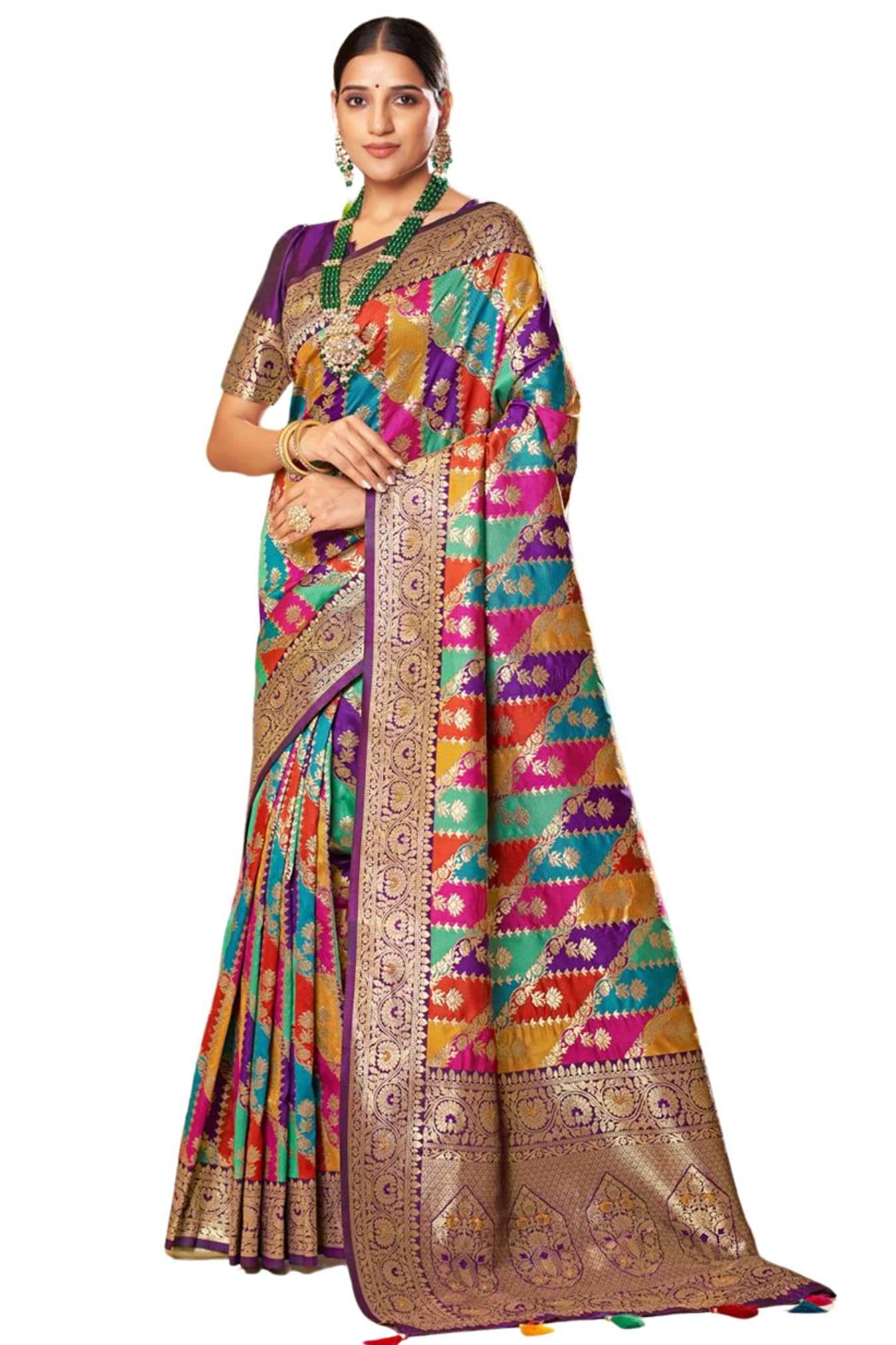 SGF11- Women's Kanjivaram Woven Soft Silk Saree With Blouse Piece