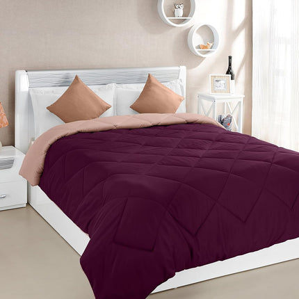 Amazon Brand - Solimo Microfibre Reversible Comforter,Single(Plum Purple And Moody Mauve,300 Gsm),tc-200 | TC - 200