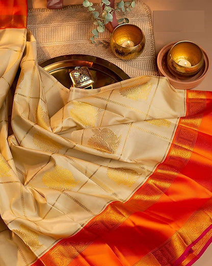 SGF11- Women's Kanjivaram Soft Lichi Silk Saree With Blouse Piece