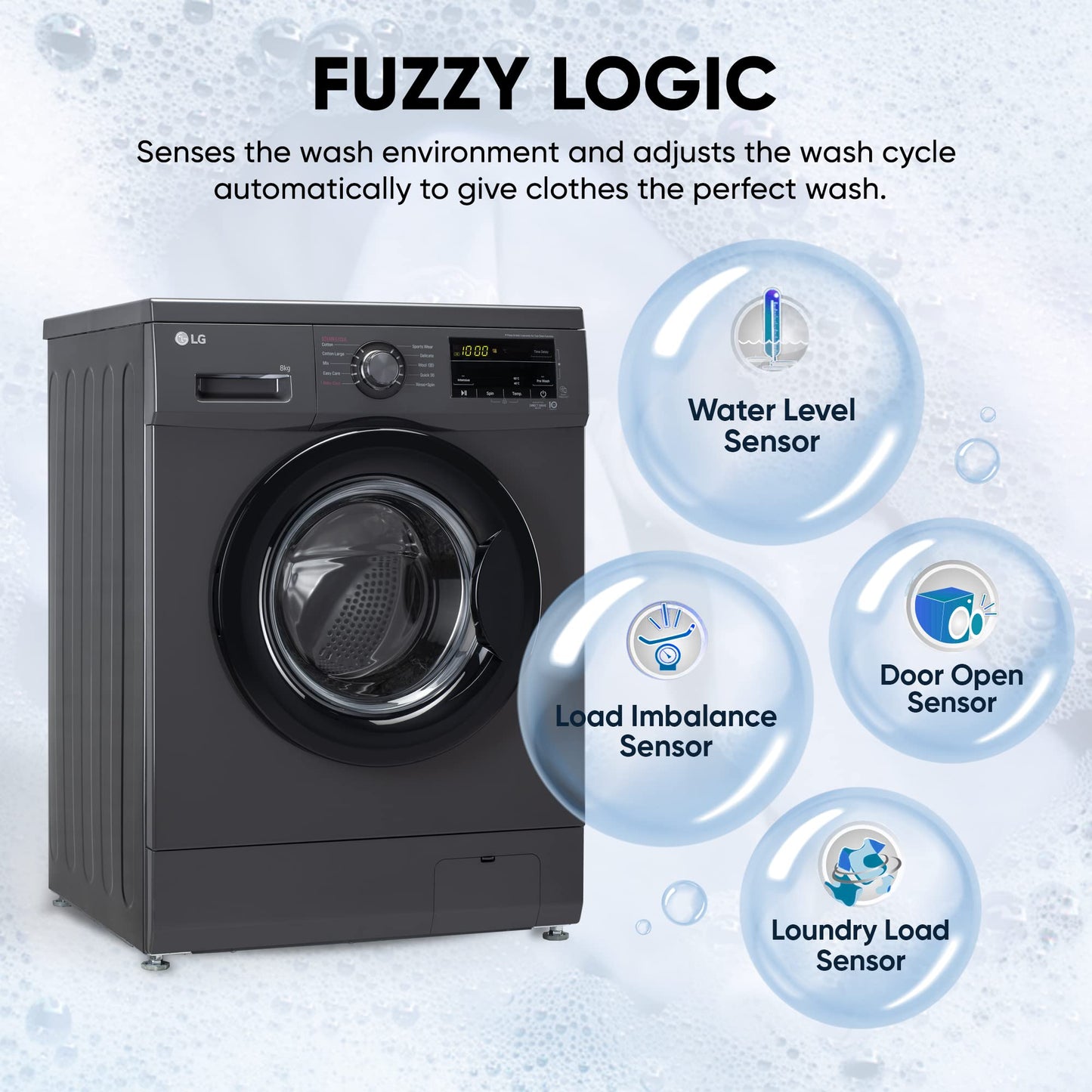 LG 7 Kg, 5 Star, Direct Drive Technology, Steam Wash, 6 Motion DD, Smart Diagnosis, Fully-Automatic Front Load Washing Machine (FHM1207SDM, Allergy Care, In-Built Heater, Touch Panel, Middle Black)