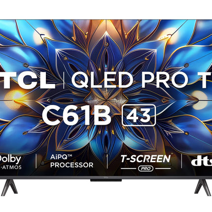 TCL 108 cm (43 inches) 4K Ultra HD Smart QLED Google TV 43C61B (Black) 