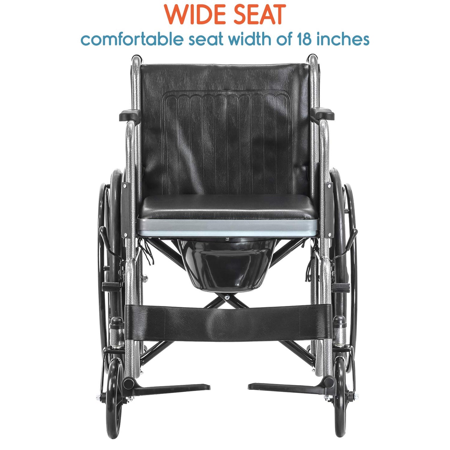 KosmoCare Dura Rexine Wheelchair | Self-Propelled & Attendant Use | Hammered Finish MS Frame | 24" Mag Wheels | Removable Footrests | Foldable Design | Comfortable Rexine Seat | Supports Up to 100 kg