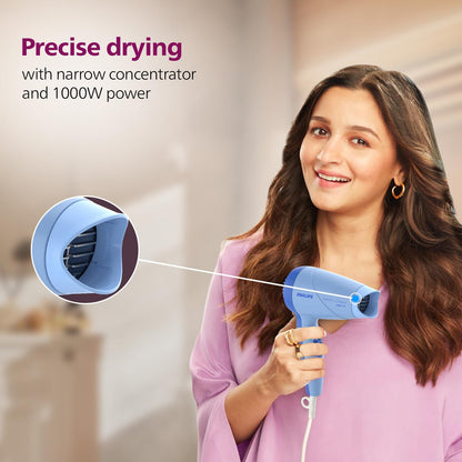 Philips HP8100/60 Compact Hair Dryer| 2 Flexible heat setting| ThermoProtect prevents overhearting | 1000 Watts- Blue