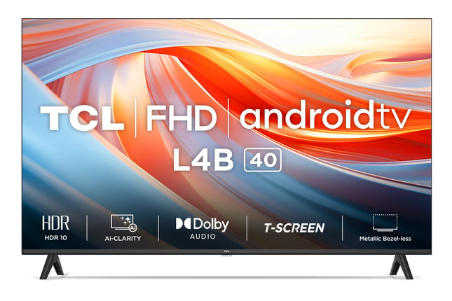 TCL 101 cm (40 inches) Metallic Bezel-Less Full HD Smart Android LED TV 40L4B (Black) 