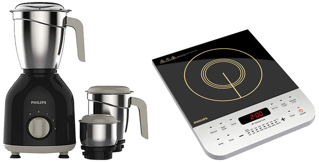 Philips HL7756/00 750-Watt Mixer Grinder + Philips Viva Collection HD4928/01 2100-Watt Induction Cooktop 