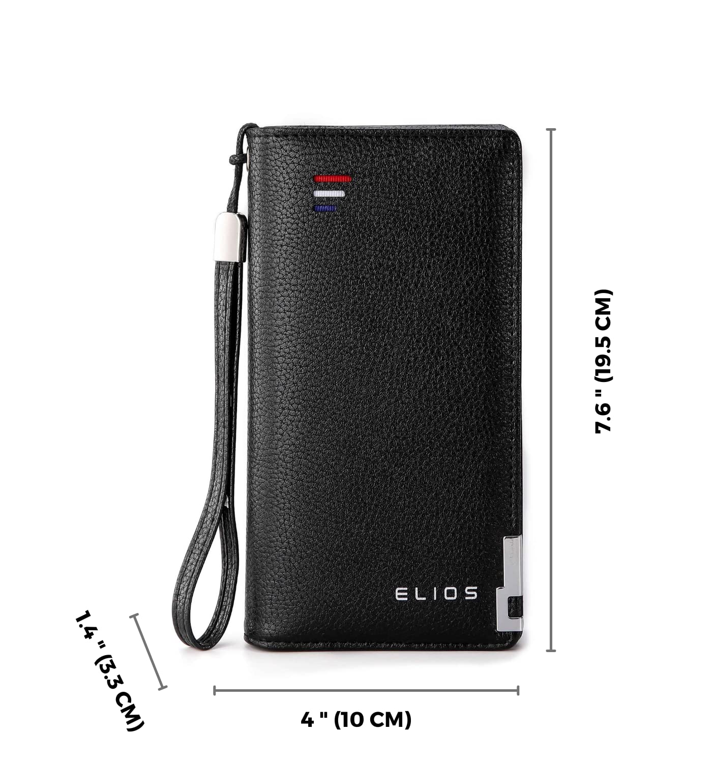 Elios Long Black PU Leather Wallet for Women (Black)