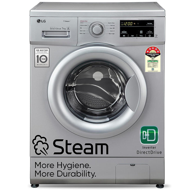 LG 6.5 Kg, 5 Star, Direct Drive Technology, Steam Wash, 6 motion DD, Smart Diagnosis, Fully Automatic Front Load Washing Machine (FHM1065SDW, Allergy Care, In-Built Heater, Touch Panel, White)