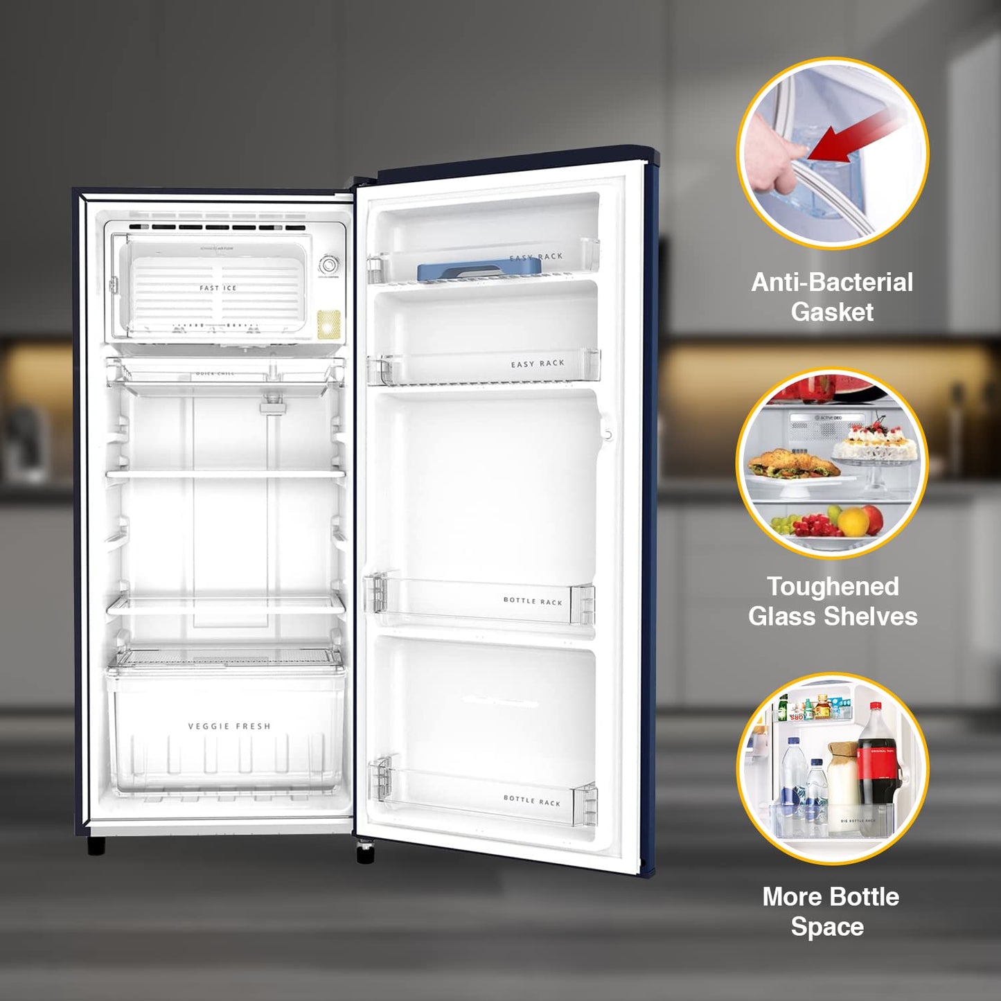 Whirlpool 184 L 2 Star Direct-Cool Single Door Refrigerator (205 WDE CLS 2S SAPPHIRE BLUE-Z, Blue,2023 Model)